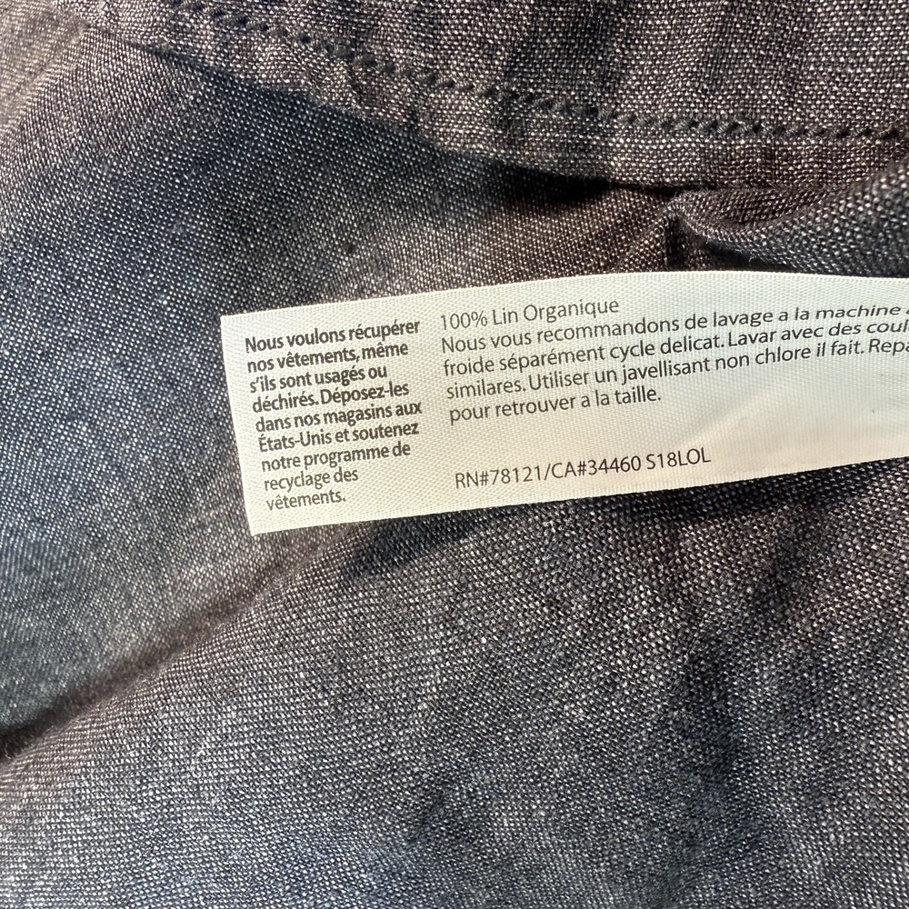 Eileen Fisher Swing Blouse Women XS Charcoal Hi-Low 100% Organic Linen Lagenlook - Picture 6 of 7